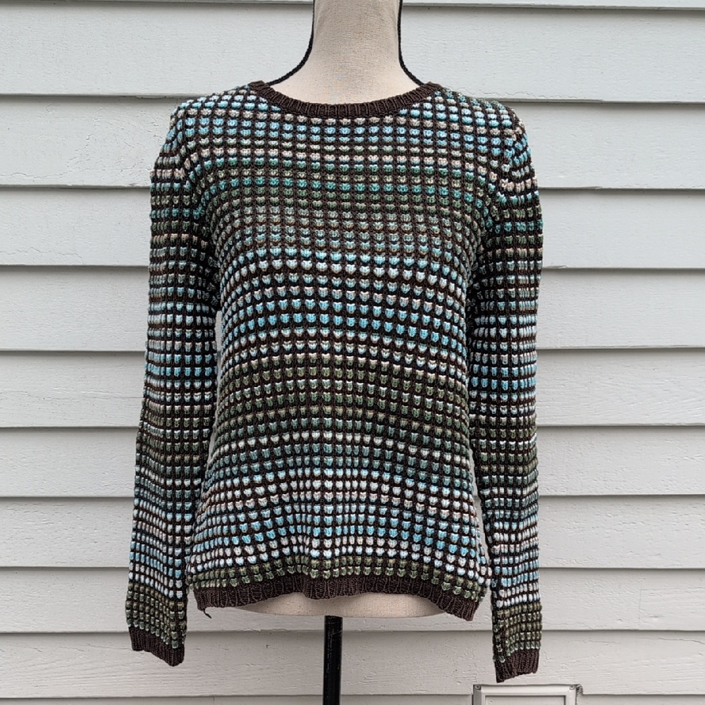 Liz Claiborne Brown and Blue Knit Sweater